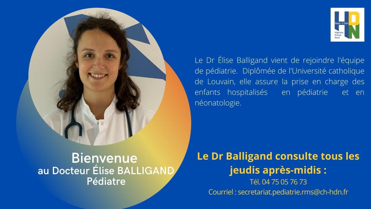 Bienvenue au Docteur Elise Balligand | HÔPITAUX DRÔME NORD